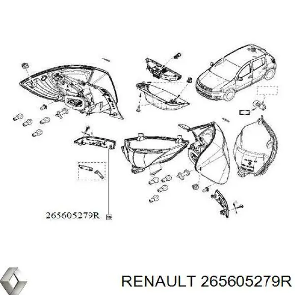 Reflector, paragolpes trasero, derecho para Renault SANDERO 