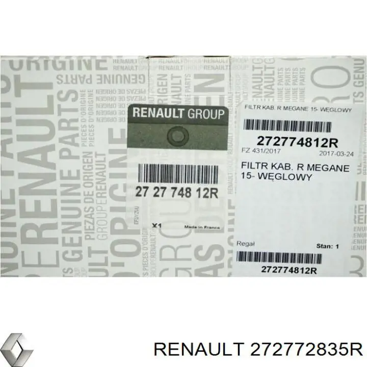 Comprar 272772835R Renault (RVI) Filtro de aire del habitáculo