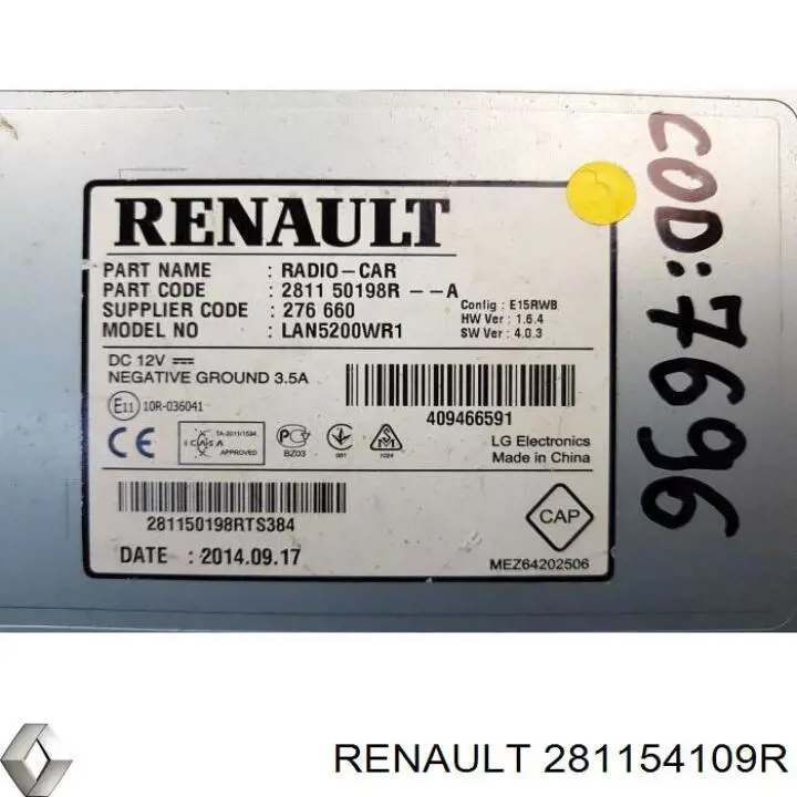 Radio AM/FM Renault (RVI) 281156495R precio, desde 288,95 EUR