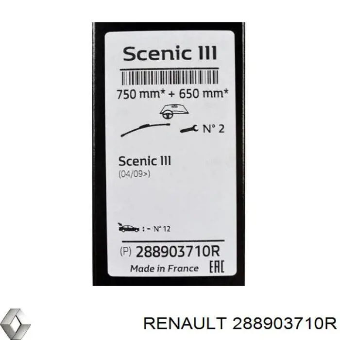288903710R Renault (RVI) Escobillas Limpiaparabrisas delanteras