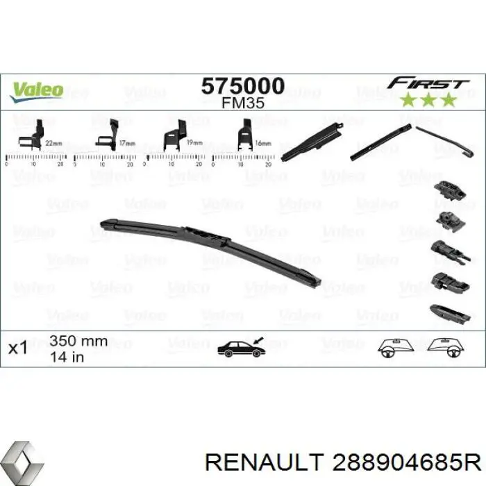 Limpiaparabrisas delanteras 288904685R Renault (RVI)