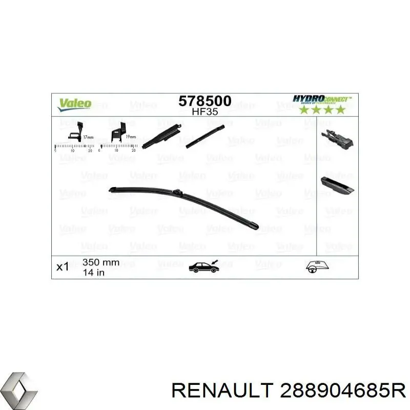 288904685R Renault (RVI) Escobillas Limpiaparabrisas delanteras
