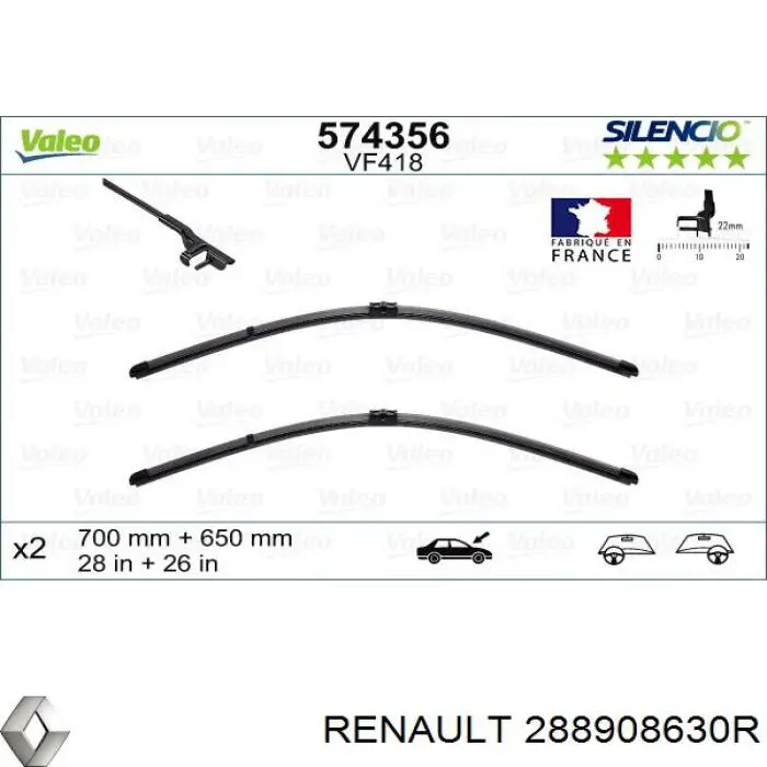 Comprar 288908630R Renault (RVI) Escobilla del limpiaparabrisas del lado del conductor
