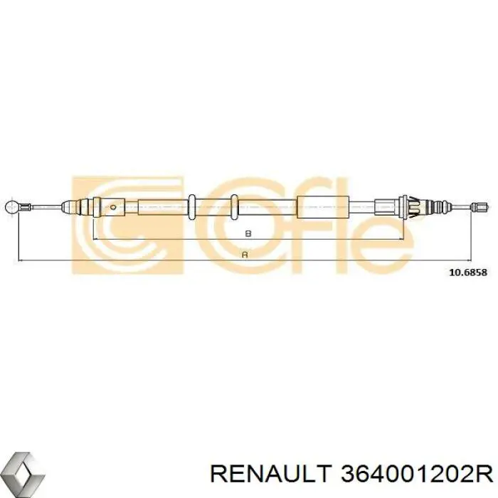 364001202R Renault (RVI) cable de freno de mano trasero derecho/izquierdo