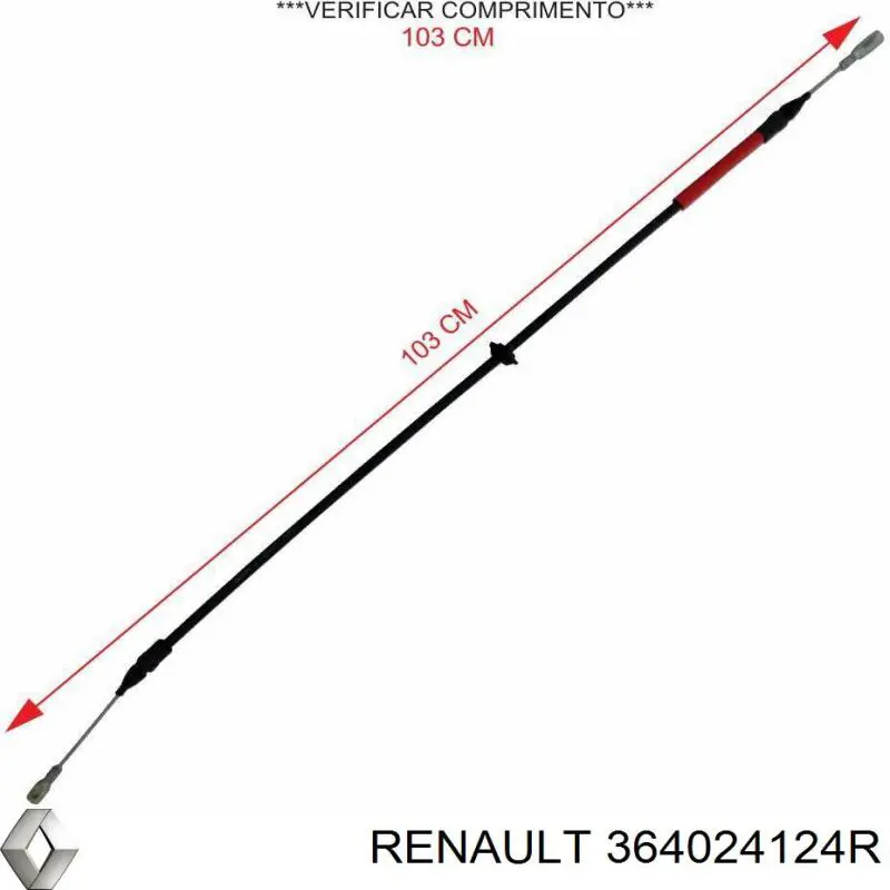 364024124R Renault (RVI) cable de freno de mano delantero