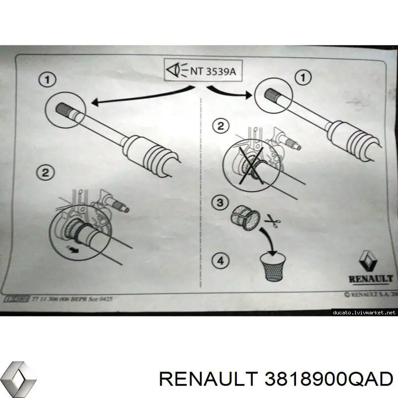 3818900QAD Renault (RVI) anillo retén de semieje, eje delantero, derecho