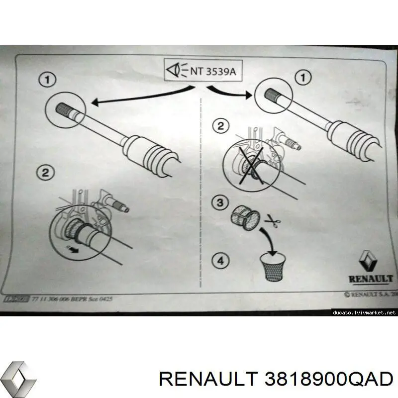 Comprar 3818900QAD Nissan/Infiniti Retén del semieje delantero derecho