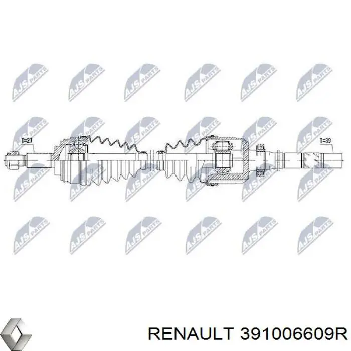 391006609R Renault (RVI) árbol de transmisión delantero derecho