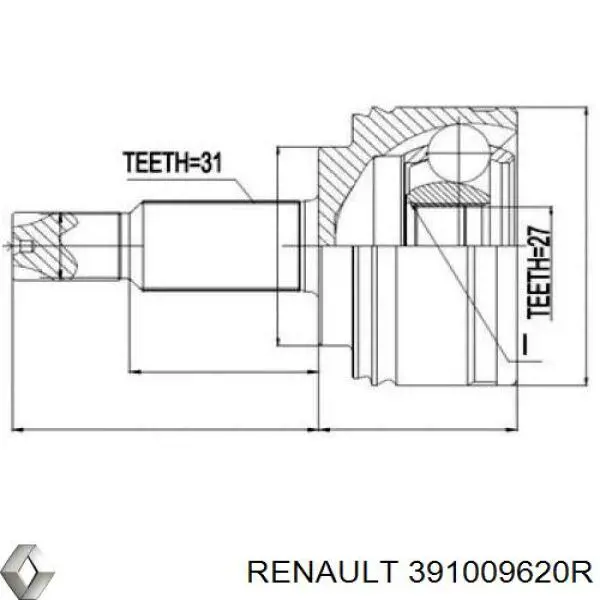 391009620R Renault (RVI) árbol de transmisión delantero derecho