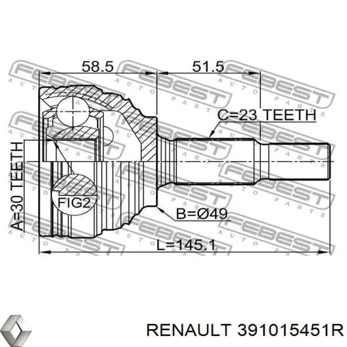 391015451R Renault (RVI) Junta homocinética