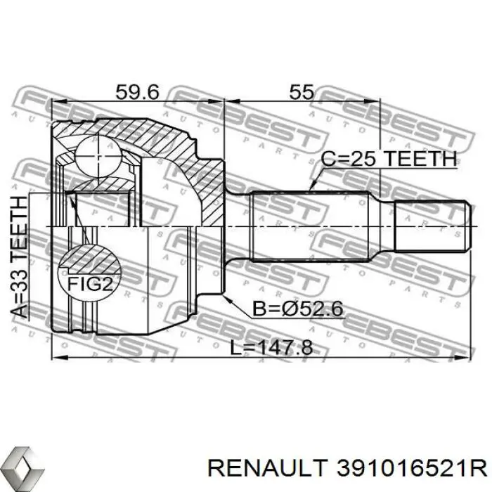 Fuelle, árbol de transmisión delantero interior izquierdo Dacia Duster (HS)