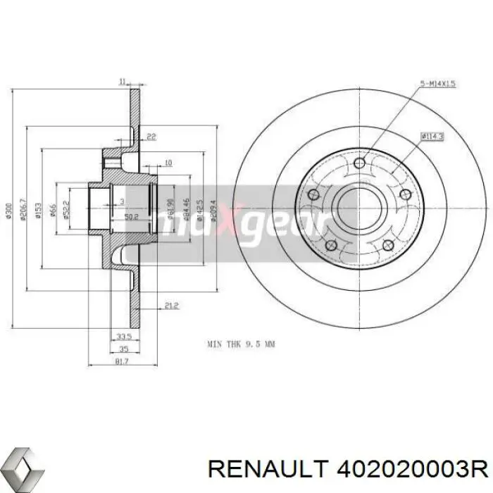 402020003R Renault (RVI) disco de freno trasero