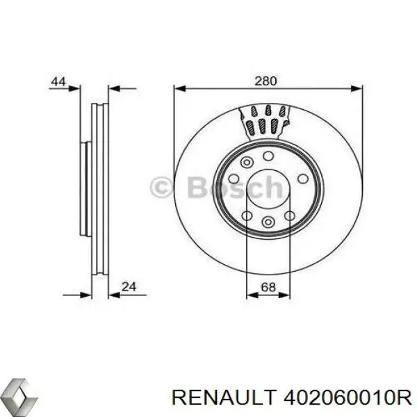 402060010R Renault (RVI) disco de freno delantero