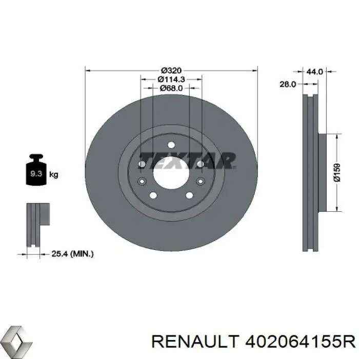 Frenos delanteros Renault (RVI) 402064155R precio, desde 47,74 EUR