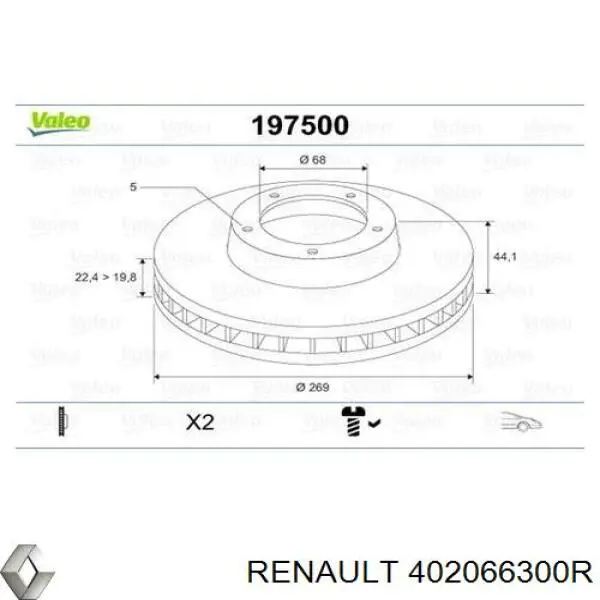 402066300R Renault (RVI) disco de freno delantero