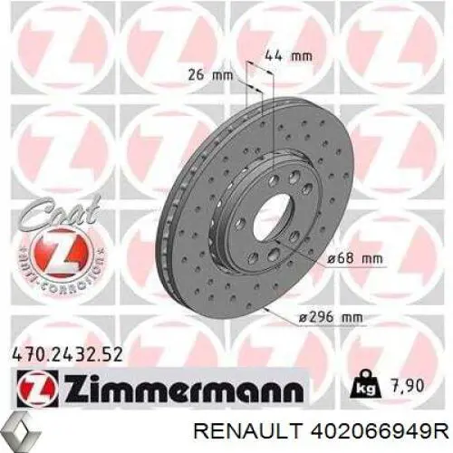 Frenos delanteros Renault (RVI) 402066949R precio, desde 42,15 EUR