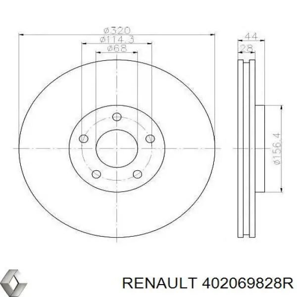 402069828R Renault (RVI) freno de disco delantero