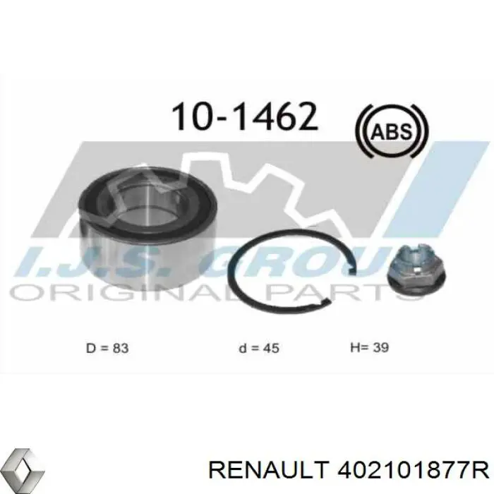 402101877R Renault (RVI) Rodamientos de rueda delantero