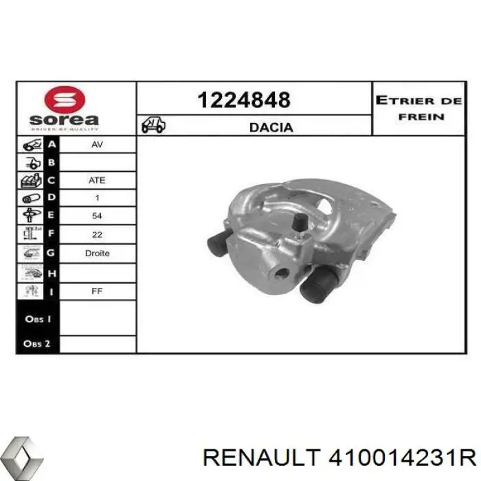 410014231R Renault (RVI) juego de reparación, pinza de freno delantero