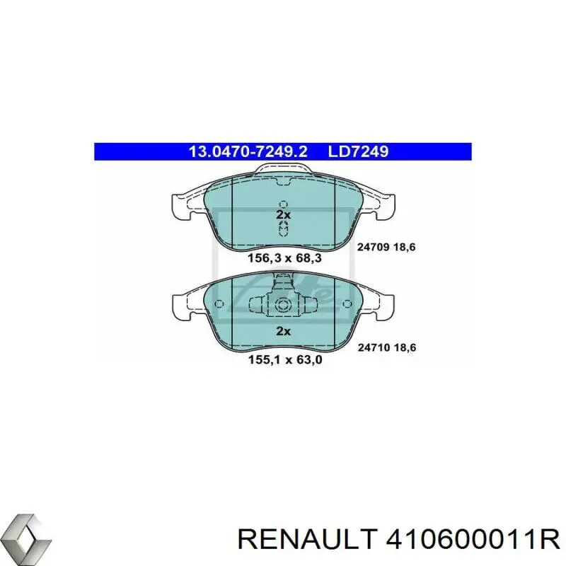 410600011R Renault (RVI) Pastillas delanteras
