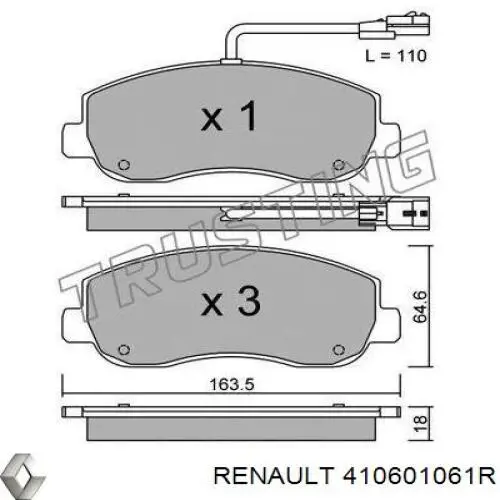 Pastillas freno delanteras Renault (RVI) 410601061R precio, desde 29,73 EUR