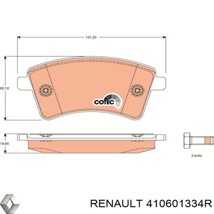 Pastillas de freno 410601334R Renault (RVI)