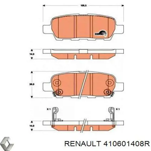 Comprar 410601408R Renault (RVI) Pastillas de freno traseras