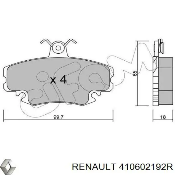 Pastillas de freno 410602192R Renault (RVI)