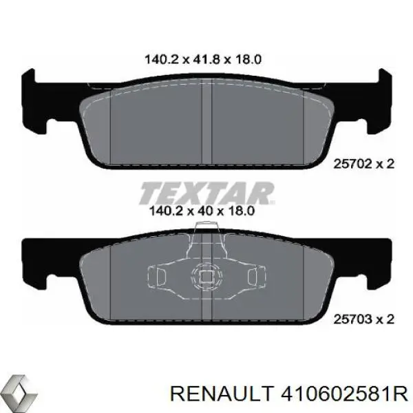 Pastillas de freno 410602581R Renault (RVI)