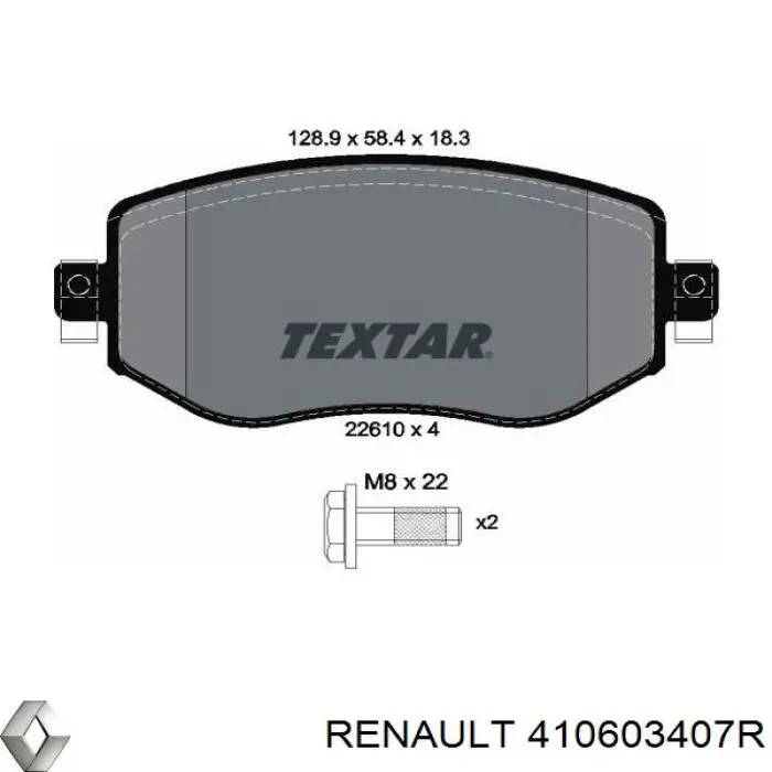 Pastillas de freno 410603407R Renault (RVI)