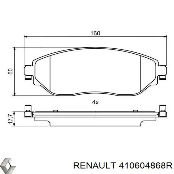 Pastillas de freno 410604868R Renault (RVI)