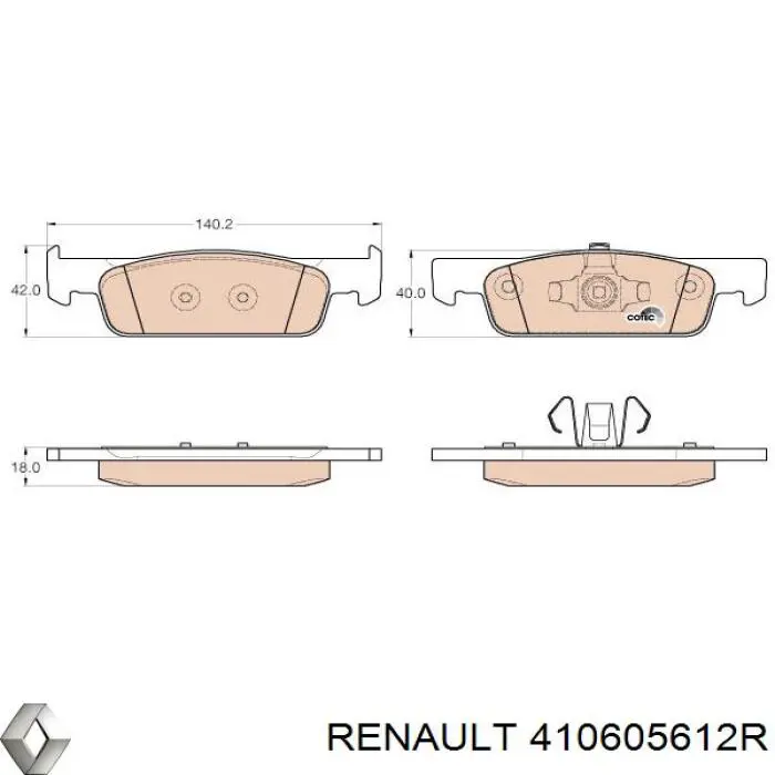 410605612R Renault (RVI) pastillas de freno delanteras