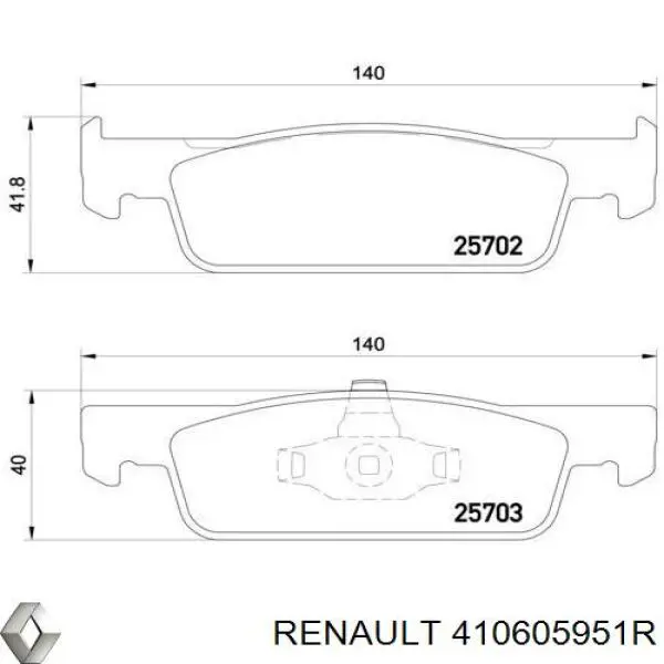 410605951R Renault (RVI) pastillas de freno delanteras
