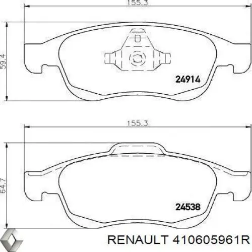 410605961R Renault (RVI) pastillas de freno delanteras