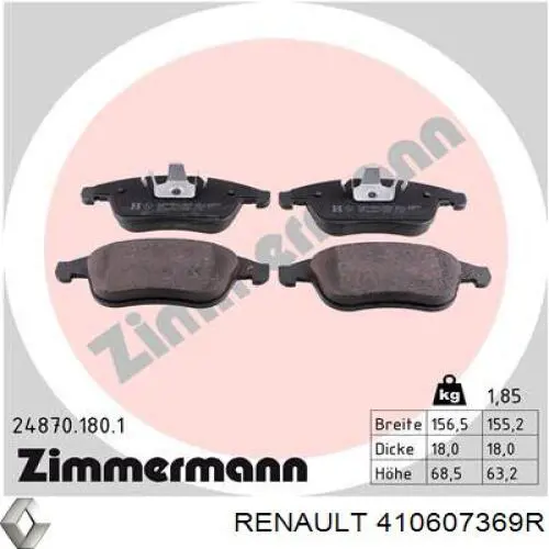 Comprar 410607369R Renault (RVI) Pastillas delanteras de freno