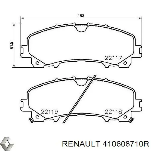 410608710R Renault (RVI) pastillas de freno delanteras