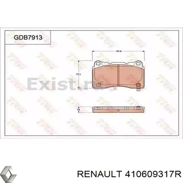 410609317R Renault (RVI) pastillas de freno delanteras