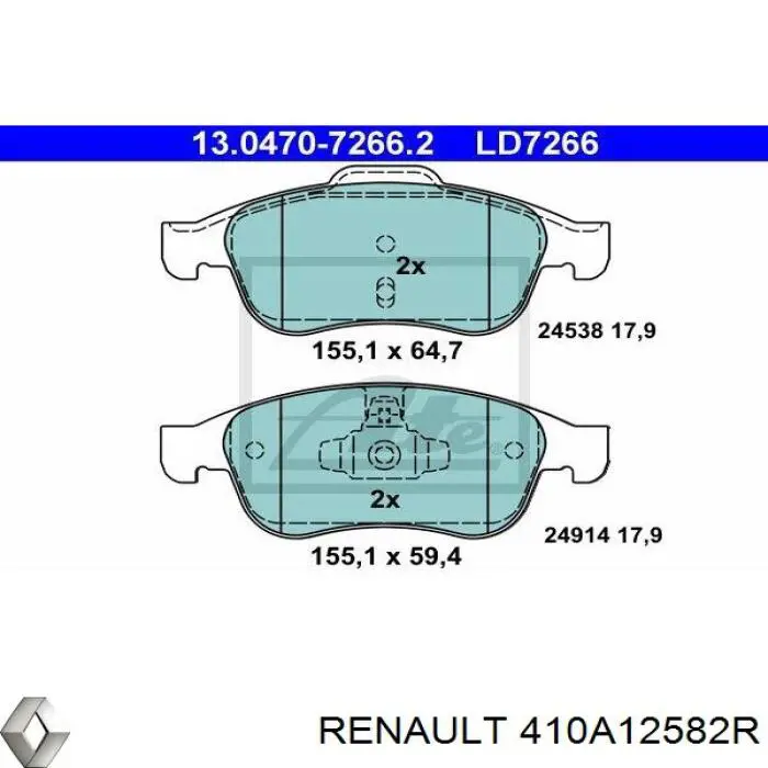 Pastillas freno delanteras Renault (RVI) 410A12582R precio, desde 28,14 EUR