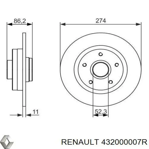 432000007R Renault (RVI) disco de freno trasero