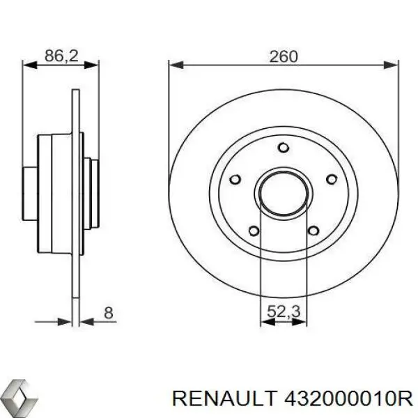 432000010R Renault (RVI) disco de freno trasero