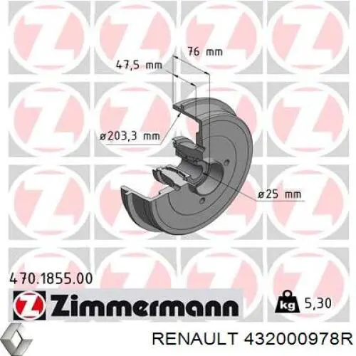 432000978R Renault (RVI) freno de tambor trasero