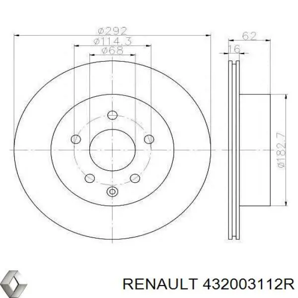 432003112R Renault (RVI) disco de freno trasero