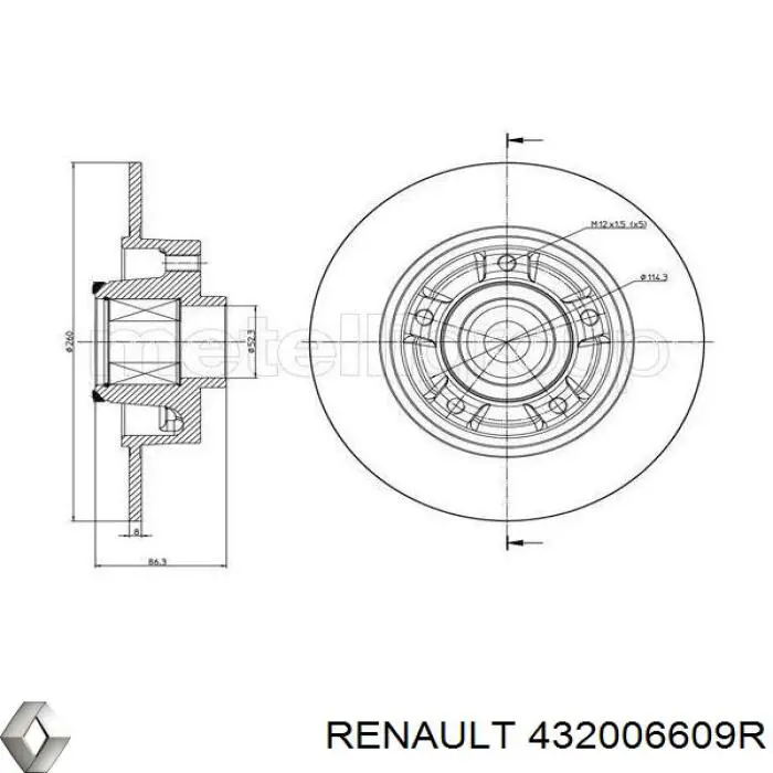 432006609R Renault (RVI) disco de freno trasero