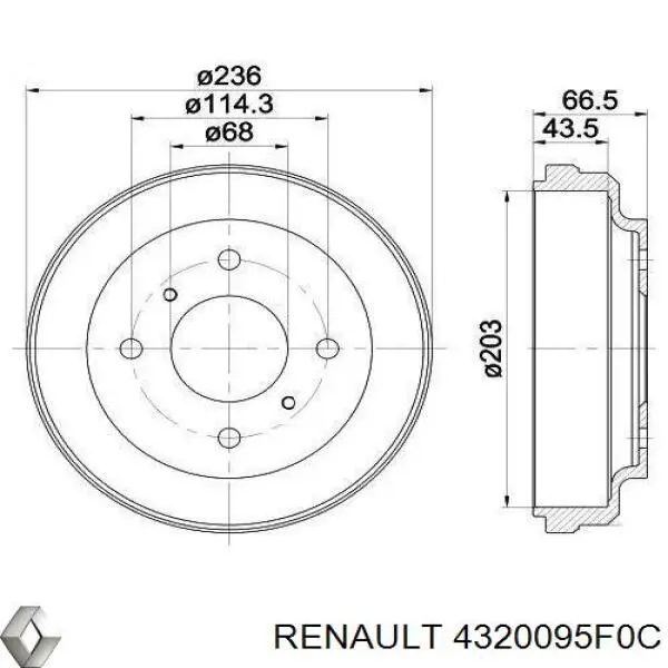 Tambor de freno trasero Nissan/Infiniti 4320095F0B precio, desde 58,55 EUR