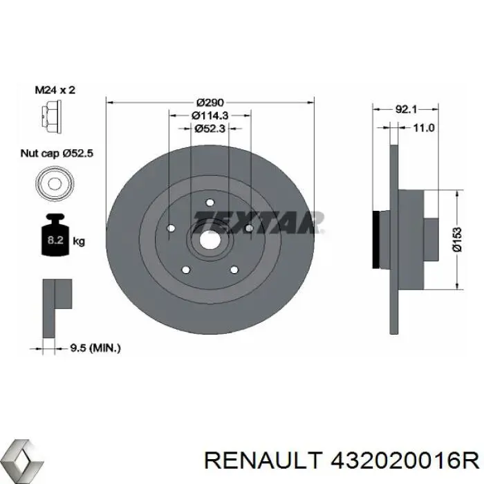 432020016R Renault (RVI) disco de freno trasero