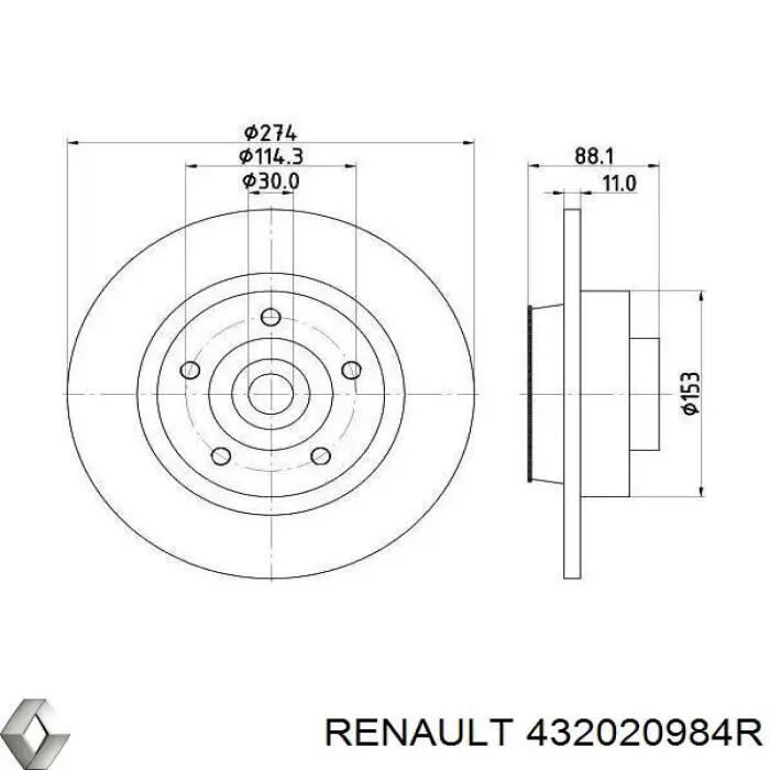 432020984R Renault (RVI) disco de freno trasero