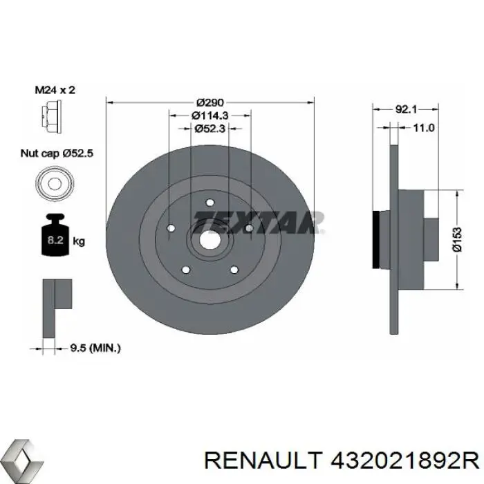 432021892R Renault (RVI) disco de freno trasero