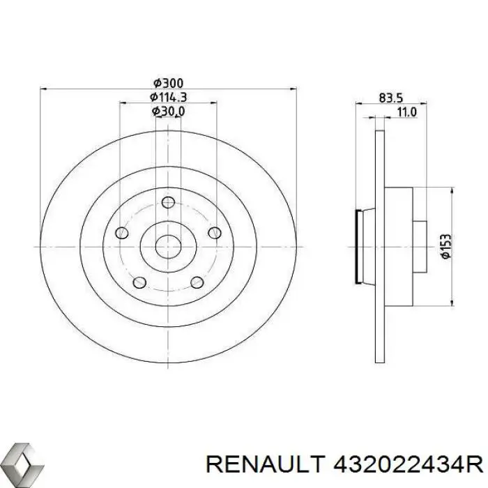 Comprar 432022434R Renault (RVI) Disco de freno trasero