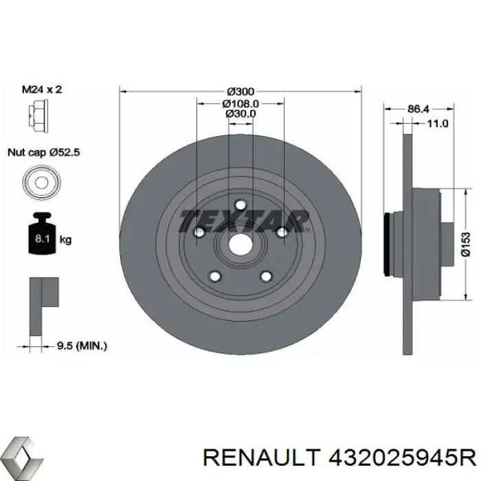 Disco de freno trasero Renault Espace 4 JK0