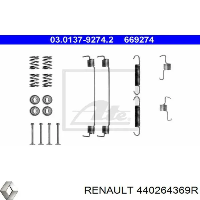 440264369R Renault (RVI) kit de montaje, zapatas de freno traseras